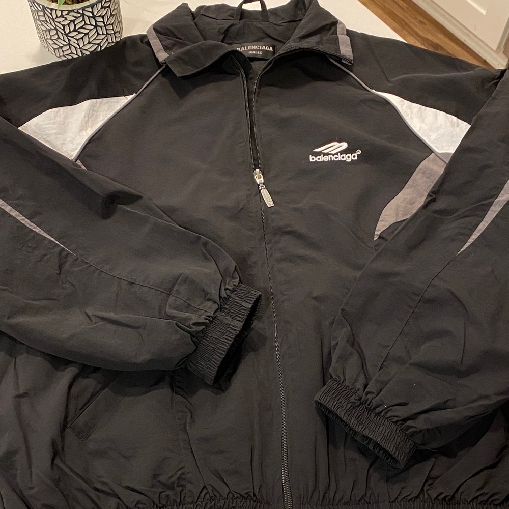 Balenciaga Black Windbreaker with Gray Panels